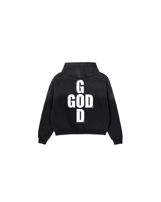 GOD HOODIE HEAVY WEIGHT DISTRESSED