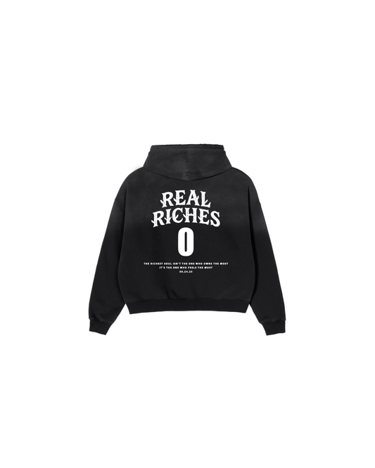 REAL RICHES HOODIE HEAVYWEIGHT DISTRESSED
